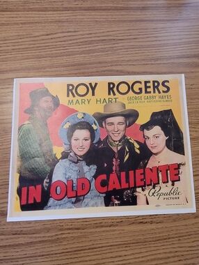 Roy Rogers "In Old Caliente" Vintage Poster Print - Yellow, Red, Blue 11 X 14